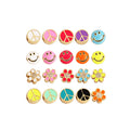 10mm Colourful Enamel Peace Sign Sun Flowers Bead18K Gold Plated Brass DIY Bracelet Components Accessories Wholesale Supply M88