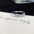 Ruyi Women's 18K Solid Gold Band Ring Small Dainty Baguette Round Diamond Stackable for Wedding and Party
