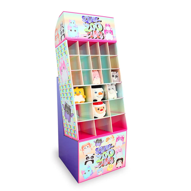 Custom Eco-friendly Recycled Cardboard Floor Display Stand Custom Logo Customized Size for Retail Store Promotion Plush Toys