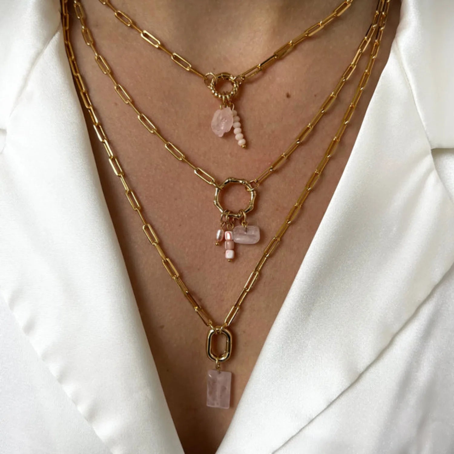 Adjustable Brass Necklace with Heart Round Pendant Ins Style Gold Plated Bracelet Independent Station Color Retention