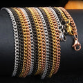 Hip Hop Miami Long Curb Cuban Chain Link Necklace for Men Vacuum 18k Gold Plated Stainless Steel Thin Curb Chain Necklace