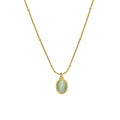 Hypoallergenic French Vintage 18k Gold-Plated Ins Jewelry Opal Oval Pendant Necklace Female Clavicle Chain