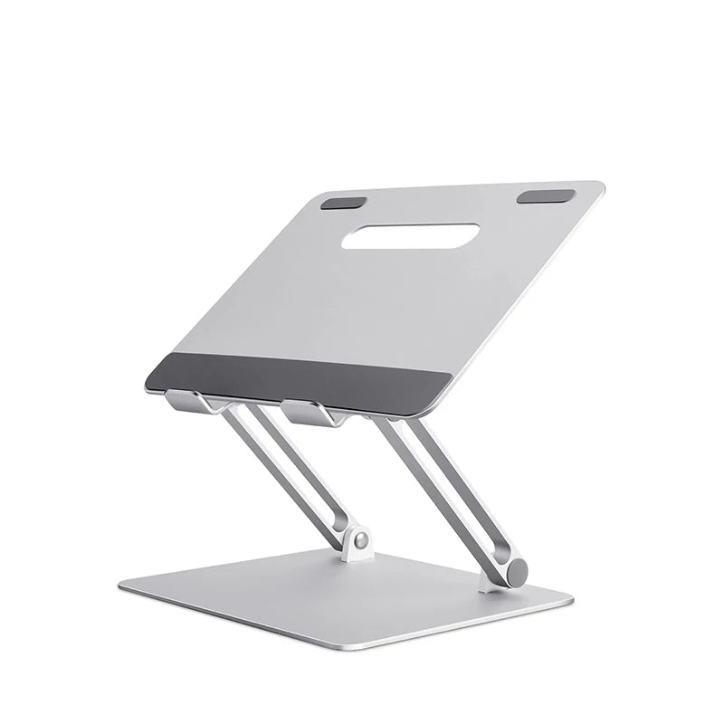 Customized Silver Adjustable Laptop Stand with Cooling Pad AP-2D Aluminum Desktop Stand of Adjustable Height Metal Material