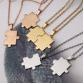 Valentine's Day Gift NON TARNISH Silver 18K Gold Plated Stainless Steel Blank Puzzle Pendant Necklace Jewelry for Couple