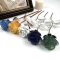 Hot Sale Crystal Crafts Natural Crystal Blue Opal Yellow Calcite Artificial Rose Flower for Gifts