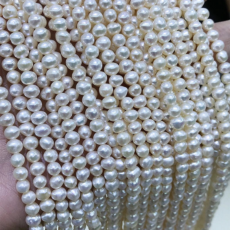 China 4-5mm White Natural Freshwater Pearl Round Beaded Necklace Jewelry Semi-finished Product