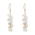 Anti Allergy 925 Silver Gold Plated Chandelier Earrings Tassel 7-8mm Natural Color Keshi Freshwater Pearl Wedding Party Gift