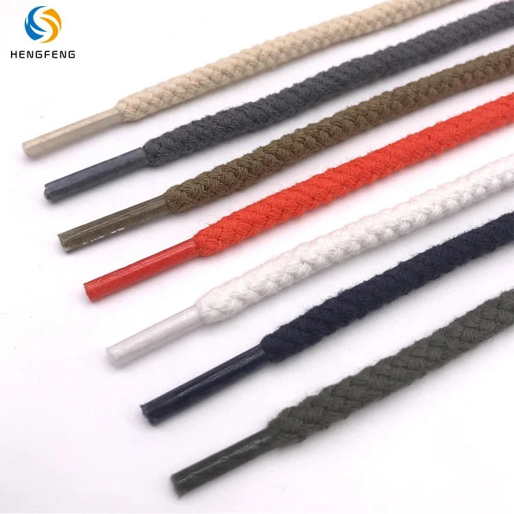 Custom Braided Round Cotton Shoelaces Organic Cotton Shoe Laces Coarse Rope Shoelace Shoestring
