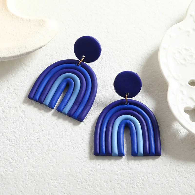 Geometric U Shape Earrings for Women Soft Pottery Earrings Women's Accessories 2023 Colorful Korean Fashion Jewelry Gift Trendy