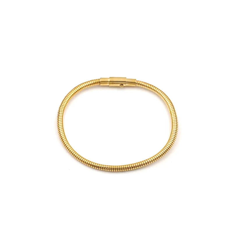 Custom Design Jewelry Stainless Steel Gold Plated 18K Stripe Bracelet Snake Chain Bracelet for Women