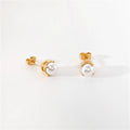 18K PVD Gold Plated Mini Tarnish Free & Waterproof Round Simulated Pearl Stud Earring Stainless Steel Jewelry