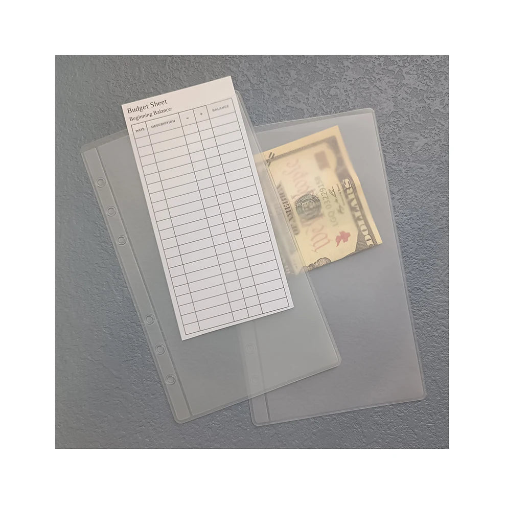 Custom Scratch-resistant Flexible Loose Leaf Thick PVC Budget Binder Money Savings Pocket Top Loading Pouch Cash Envelope PVC