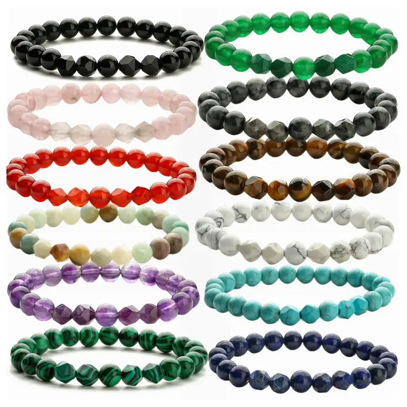 Natural Stone Bracelet Bangle Beads Beaded Bracelet Women Men