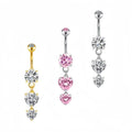 Heart Shaped Pendant Navel Ring Inlaid Zircon Tassel Double Heart Navel Nail Piercing Jewelry  Wholesale Customization