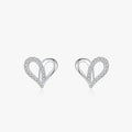 Ailmay Real 925 Sterling Silver Romantic Cute Shiny Clear CZ Line Hearts Stud Earrings for Women Engagement Anniversary Jewelry