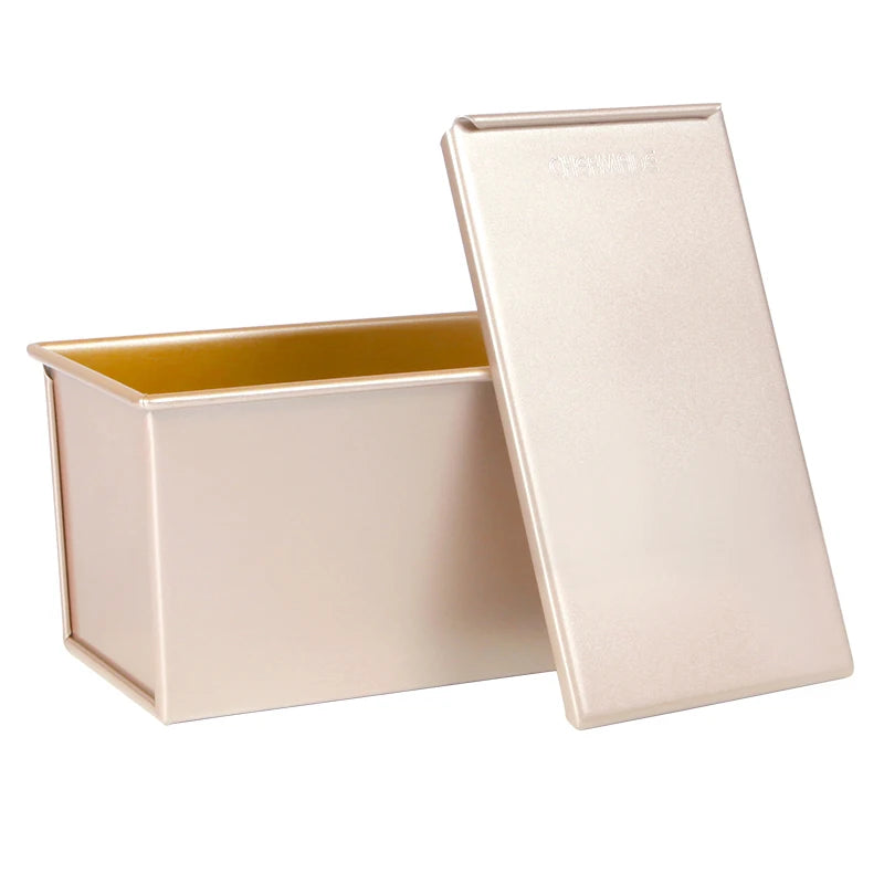 CHEFMADE WK9088 Carbon Steel Bakeware 0.99Lb Dough Capacity Non-Stick Rectangle Flat Baking Toast Box Pullman Loaf Pan With Lid