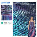 PU Coating Fabric Lady Pants Dress  Stretch Fabric Holographic Knitted Fabric Foiled Leather Garment Fabric Roll