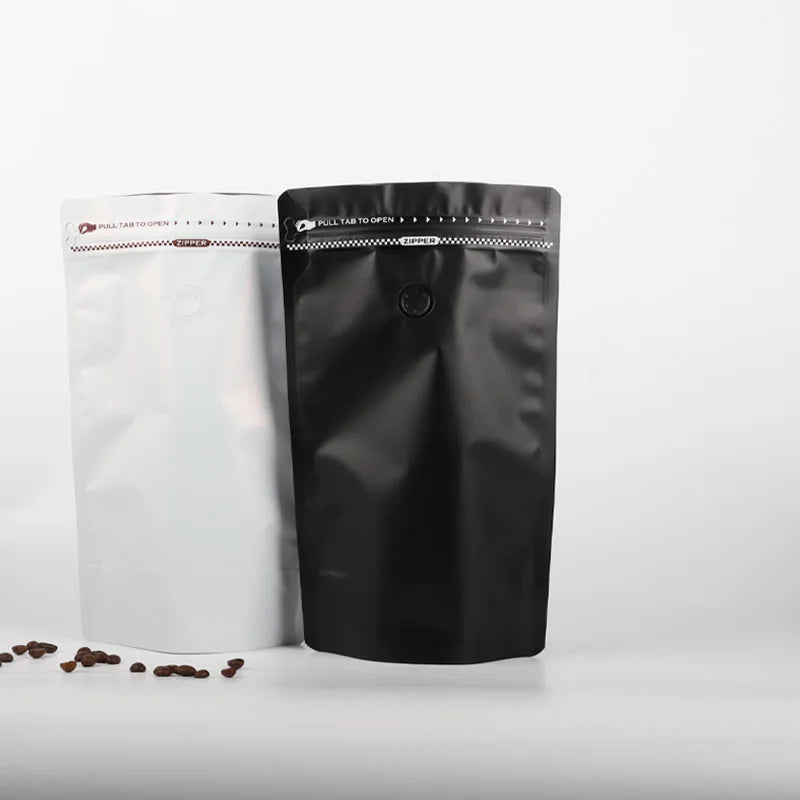 Affordable Price Large Stock Fast Delivery Eight Side Flat Bottom 1kg Black Coffee Bag with Valve Zipper
