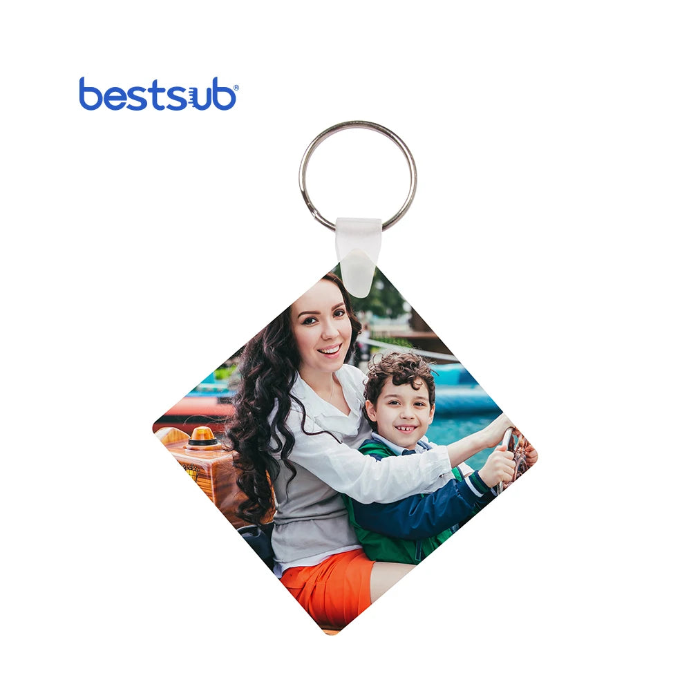 BestSub Sublimation Blanks Square Fiber-Reinforced Plastic Keychains Cute Convenient and Environmentally Friendly MegaBDM
