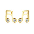 CZCITY New Simple Music Note Earrings Studs 14K Gold Plated 925 Silver Fine Jewelry for Lady Minimalist Earring