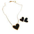 Japanese Korean Style Simple Shell Heart Necklaces Earrings Set Titanium Steel Collarbone Durable Stainless Steel Color-Do Not