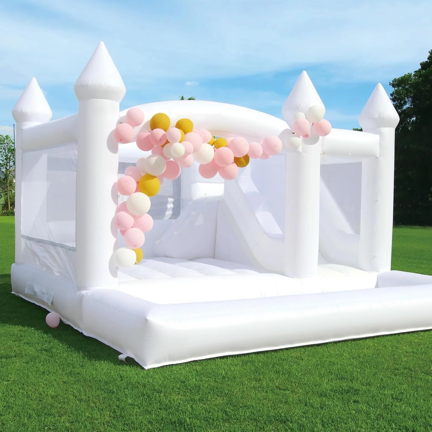 Commercial PVC White Bouncy Castle Inflatable Bounce House Combo With SlideBall Pit for Wedding/Birthday/Party/Decorations