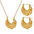 Ins Hot Waterproof Jewelry 18k Gold Jewelry  Earrings Pendant Set Stainless Steel Irregular Hammer Pattern Necklace