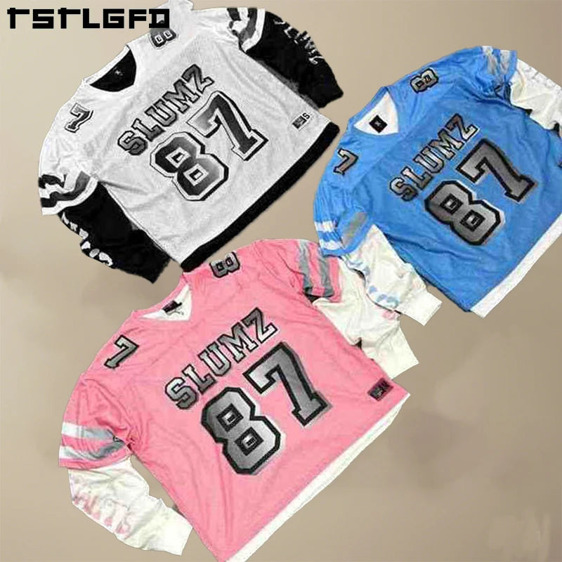 Custom Print Logo 100% Polyester Quick Dry Double Layer Long Sleeve Oversized Boxy T-shirts Reflective Football Jersey Men