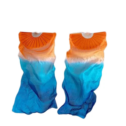 Customizable DIY Long Bamboo Fans with Silk Veil Professional Performance Wear for Belly Dance Different Colors Available