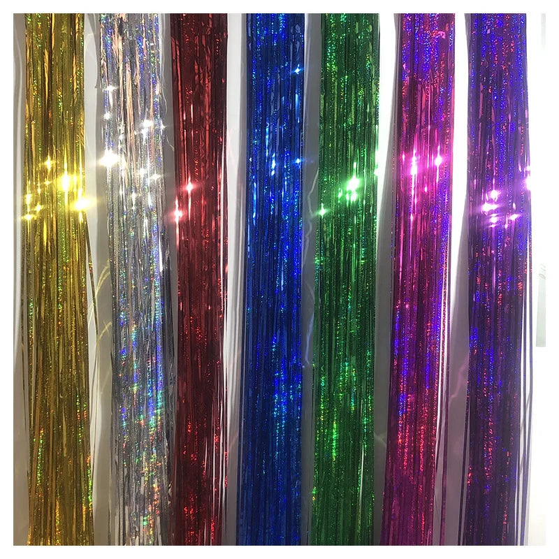 1*2 M Laser Rain Curtains Foil Fringe Curtains Rain Backdrop  Wedding Party Birthday Photo Background Decorations