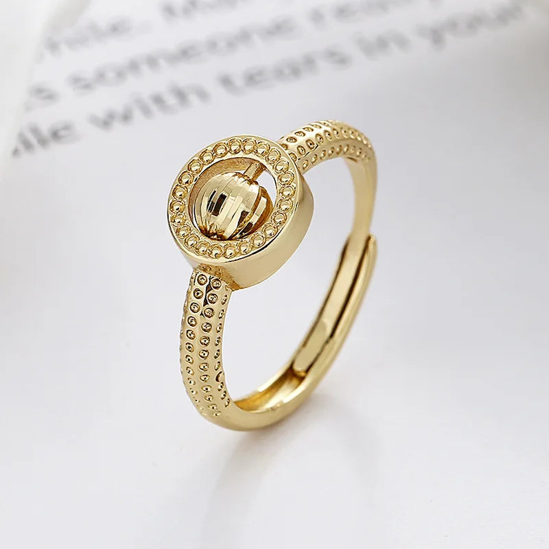 Adjustable Lucky Rolling Bead Ring Open Rotatable Spinner Anxiety Ring Calming Worry Relieving Anxiety Stress Fidget Ring