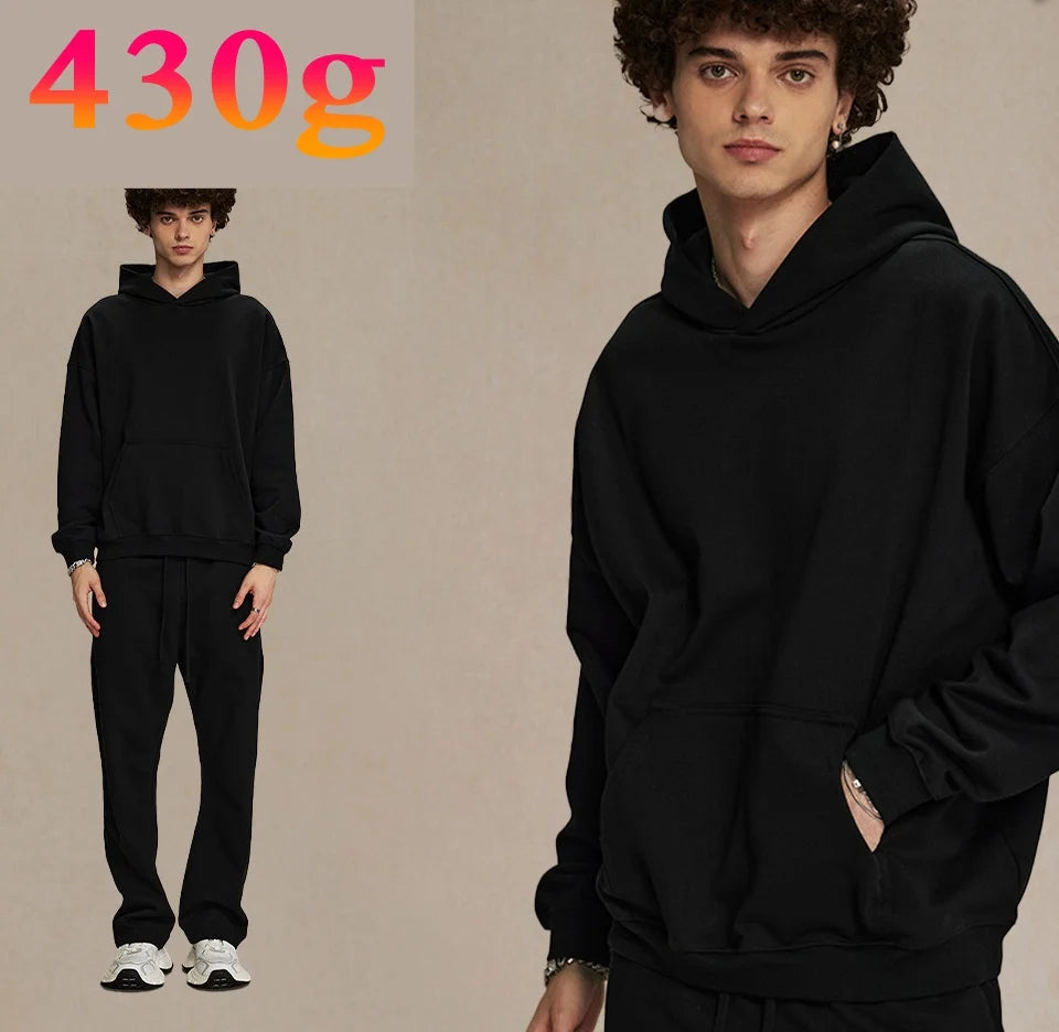 Supplier's Premium Quality Hoodie Sets 100% Cotton Fleeced Custom Lightweight Winter Tracksuit 430g Terry Hoodies
