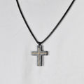 Fatingna Trendy Titanium Steel Cross Pendant Necklace Gold Plating Freshwater Pearl Link Chain-Hip Hop Style Buddhist Symbol