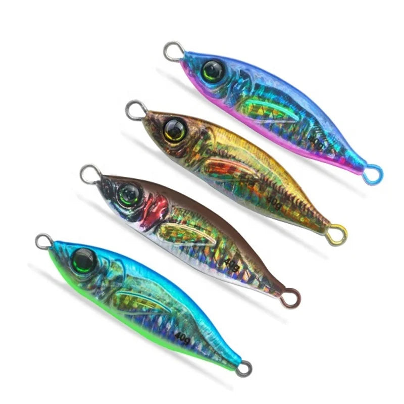 MISTER JIGGING 30g 40g 60g 80g 3D Eyes 3D Print Laser Reflection S-Curve Luminous Metal Jig Fishing Lure
