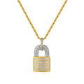 JINSE Hiphop Jewelry Rhodium White Gold Plated Brass Mens Iced Out 5a Cubic Zircon Diamond Lock Pendant