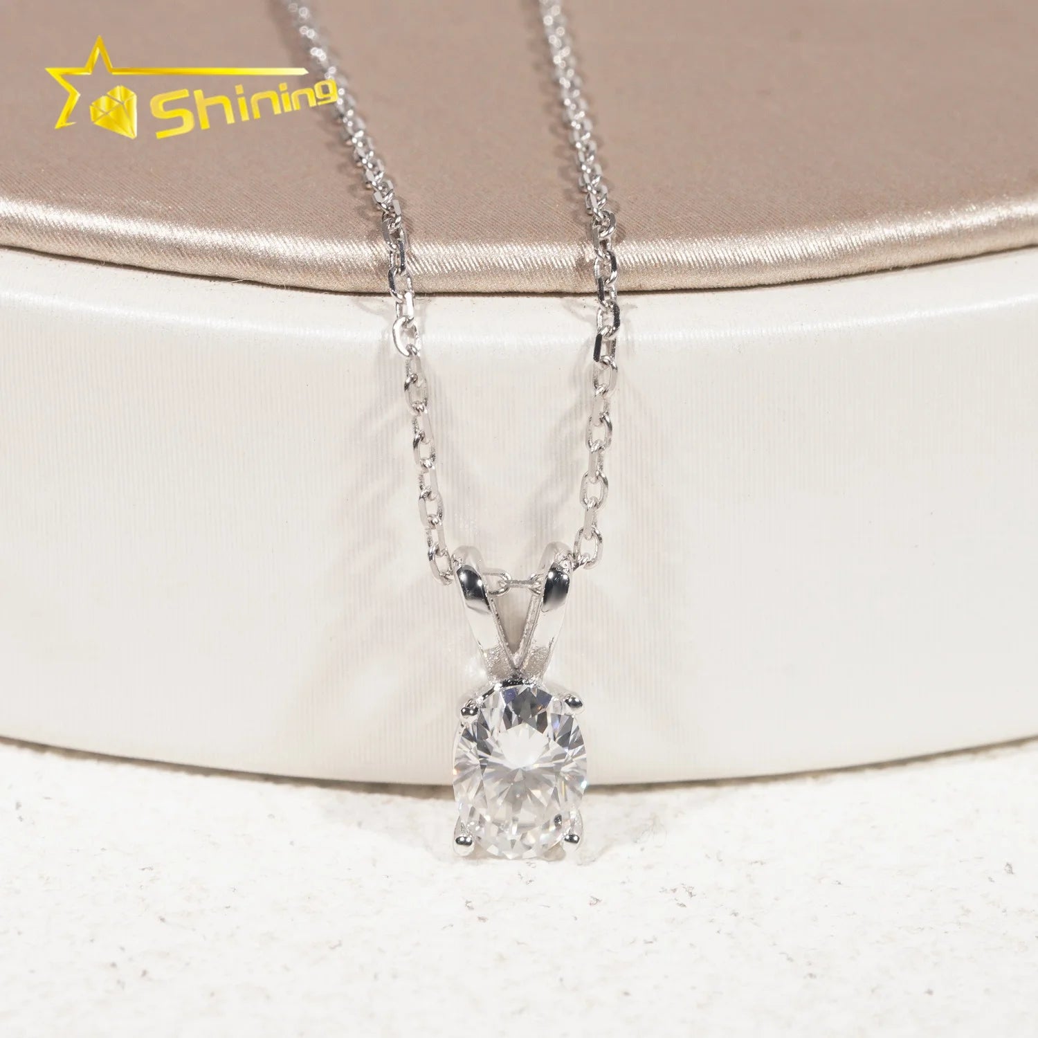 Women Classic 1CT Oval Cut Diamond Necklace 18 White Gold IGI Report Lab Grown Diamond Necklace Charms Jewelry