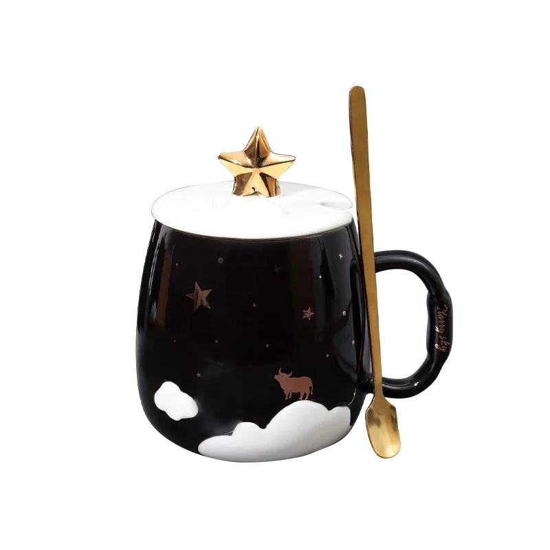 3D starry sky mugs with logo ceramic cup white porcelain cute coffee tea cup