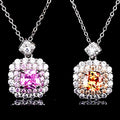 CAOSHI Noble Necklace Pendant Multi Layer Bling Bling Royal Pink Yellow Zircon Silver Crystal Pure Luxury Necklace Women