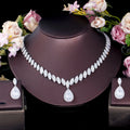 Eco-friendly Brass Micro Zircon Platinum Plated Necklace Earrings Set Bride's Accessory Parties Engagements Anniversaries