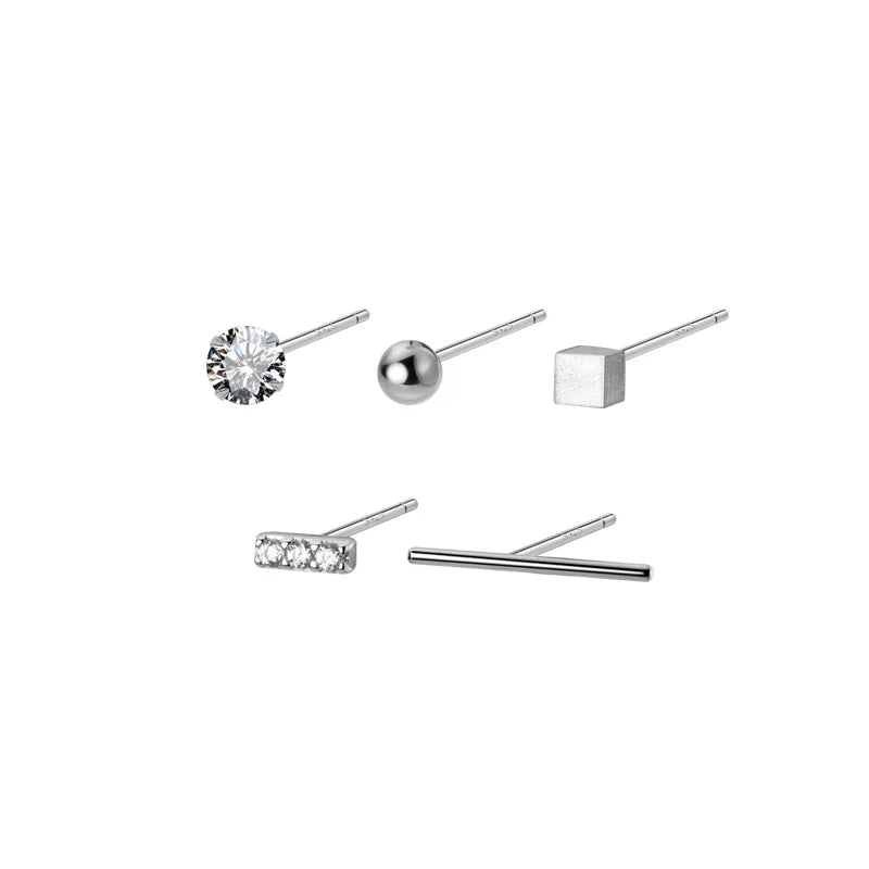 925 Sterling Silver Mix Design Ball/Bar/Sqaure/Zircon Gold Silver Sets Earrings Wholesale