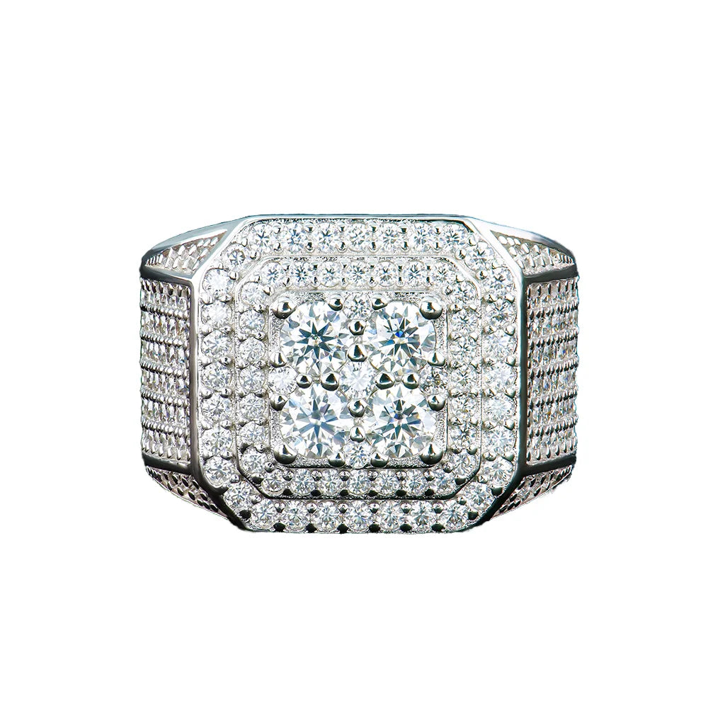 Newly Arrive 925 Sterling Silver Hip Hop Fashion Jewelry White Gold Plated Bling Bling Iced Out Moissanite Men Ring for Rappers