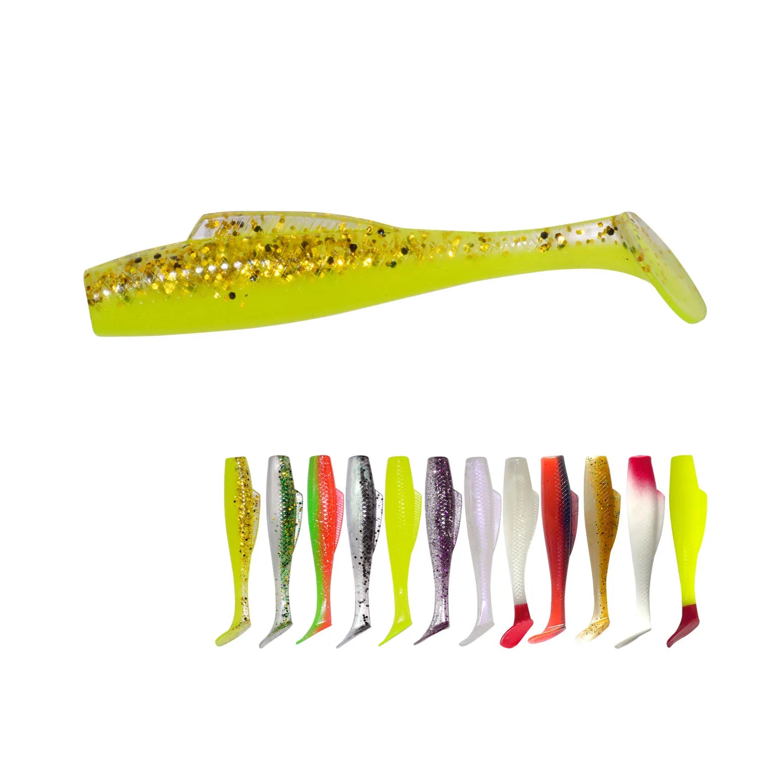 TPE Fishing Lure Paddle Tail TPR Soft Bait 6cm 8cm 10cm Double Color Shad Lure Swim Bait Long Tensile Artificial Soft Lures