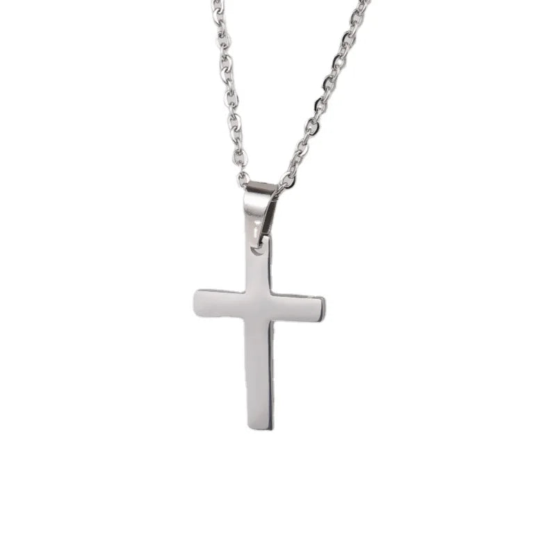 Collar Con Cruz Laser Engraving LOGO  Hip Hop Custom Couple Pendent Necklace Gold Plated  Stainless Steel Cross Necklace
