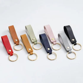 Cheap Fashion Simple PU Leather Keychain Metal Key Ring Leather Keychain for Promotion Gifts Wholesale