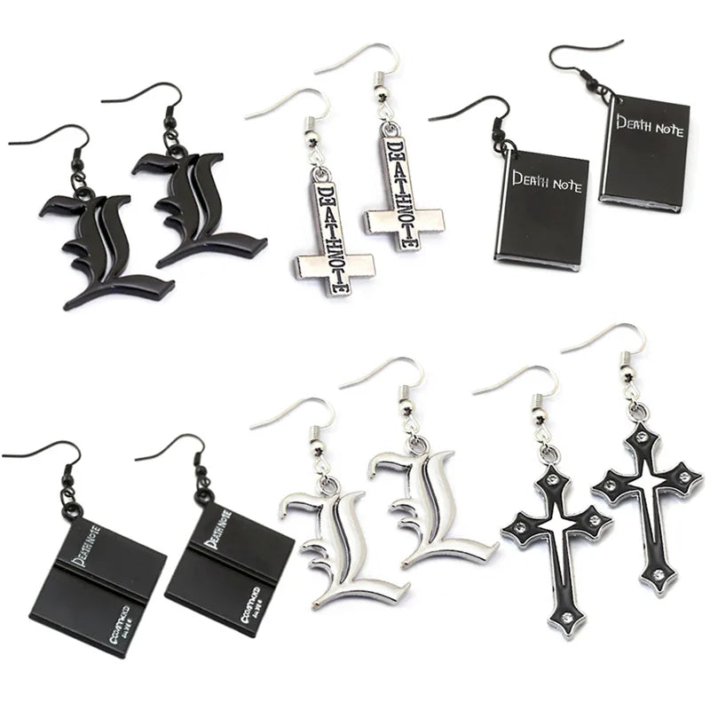 Jewelry Accessories Black Notebook Death Notes L Pendant Anime Earring