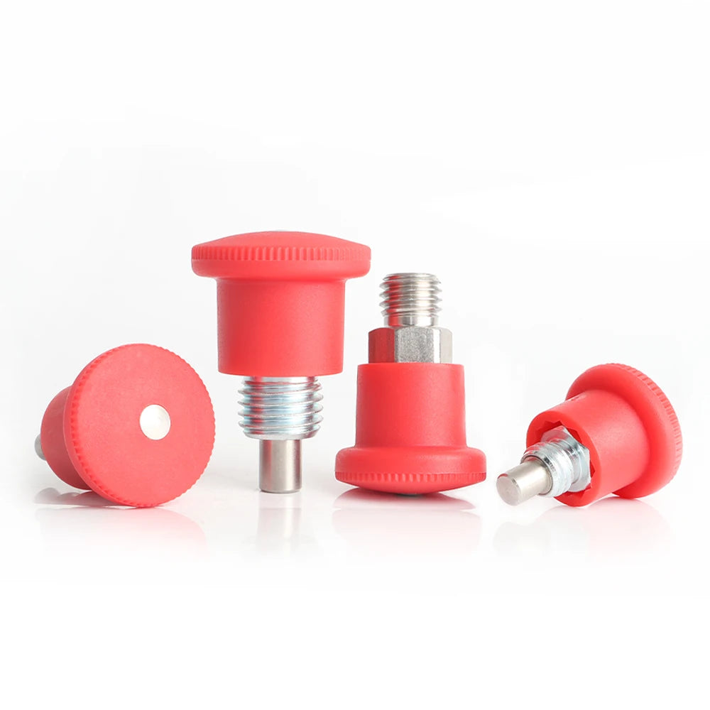 Red Plastic Steel Mini Indexing Plunger Pin Retractable Clamping Locking Rest Position Spring Loaded Fasteners ISO9001 Certified