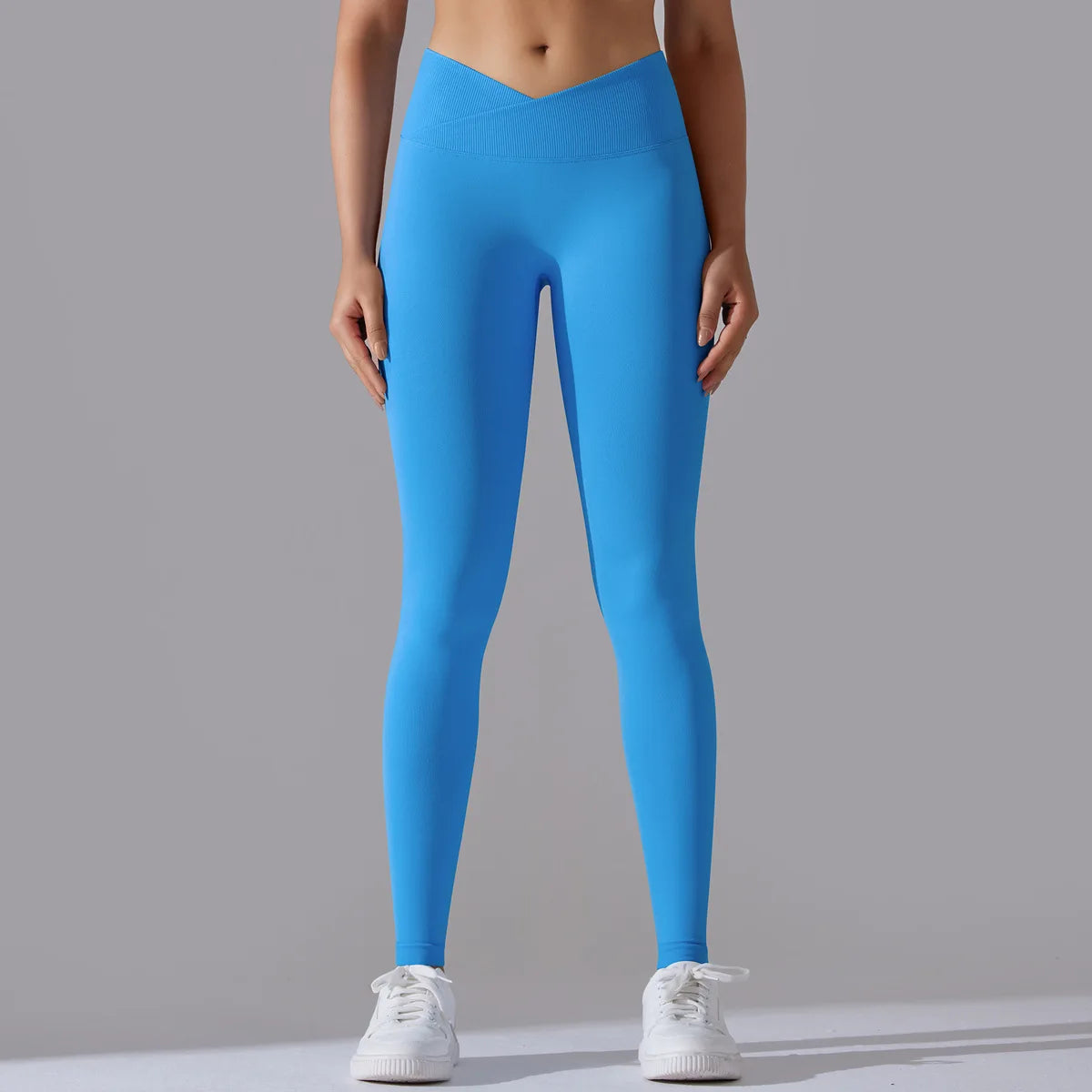 Seamless Solid Color V-Waist Gym Fitness Pants Active Stretch Workout Leggings Scrunch Butt Sports Yoga Pants for Women