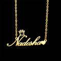 Trendy Stainless Steel Name Necklace with Crown Gold Plated Personalized Letter Link Chain for Parties
