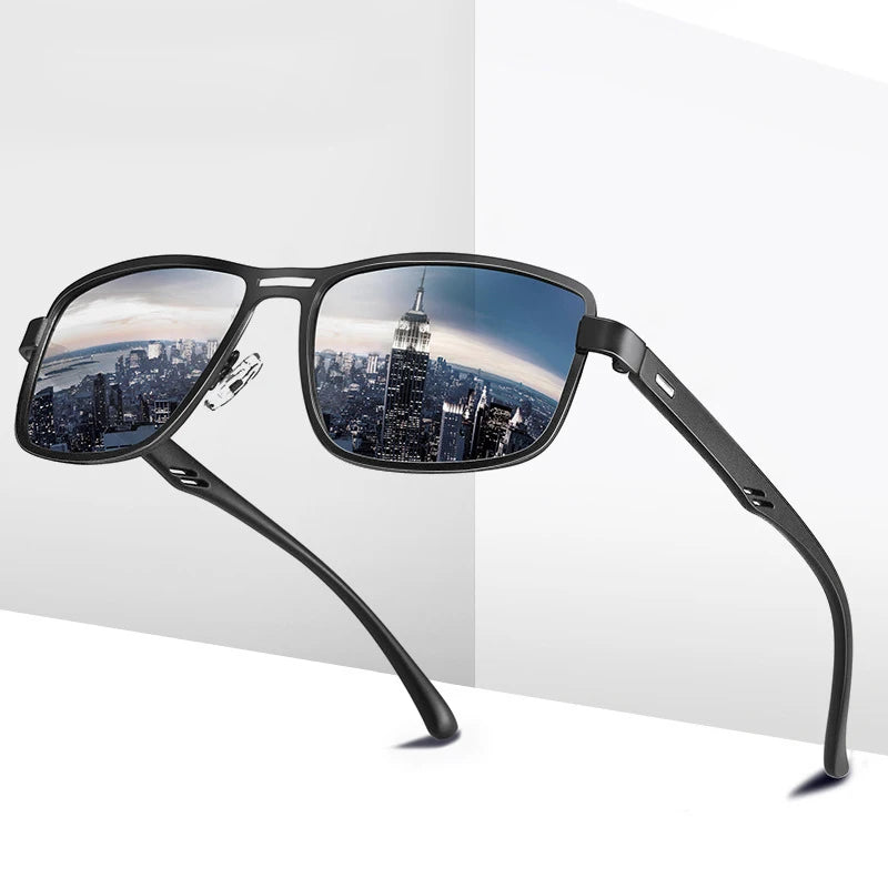 Classical Luxury Tr90 Metal Sunglasses Retro Square Men'S Metal Driving Sun Glasses Polarized Sunglasses Men