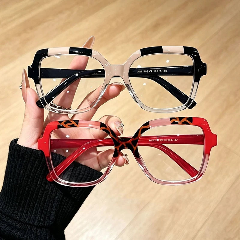 Fashion Anti Blue Light Frames for Eyeglasses New Flat Glasses for Women Large Square Color Contrast Eyeglasses Frames Wholesale